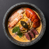 Creamy uni-mentaiko pasta topped with Sakura steak, lobster tail, premium caviar, and a finishing touch of Rokusuke Salt — an elevated Parents’ Day dish made for celebrating at home.