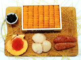 Shiki delivery japan japanese fresh frozen sashimi Ikura shiokombu scallops hotate uni sea urchin mentaiko fish eggs hokkaido tokyo angel hair pasta promotion